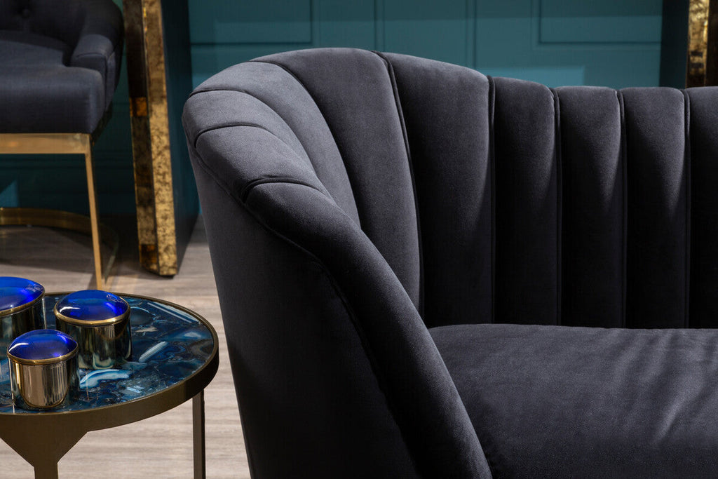 Orsina Vizzini Blue Agate Side Table | Round Stone Top & Brass Legs