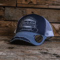 Uggly and Co Blue Surf Diamond Trucker Hat – Distressed Mesh Cap