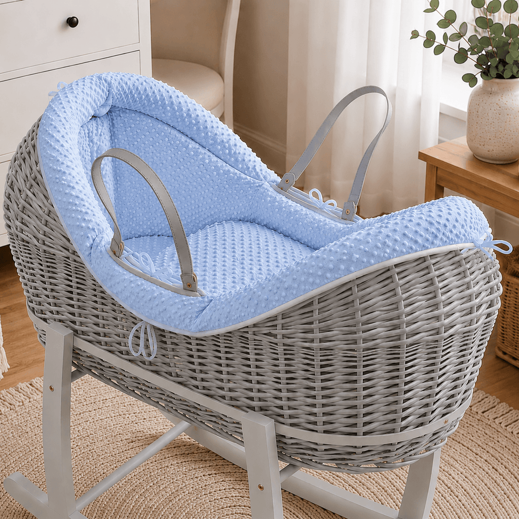 For Your Little One Blue Dimple Moses Basket Bedding Set | 2-Piece