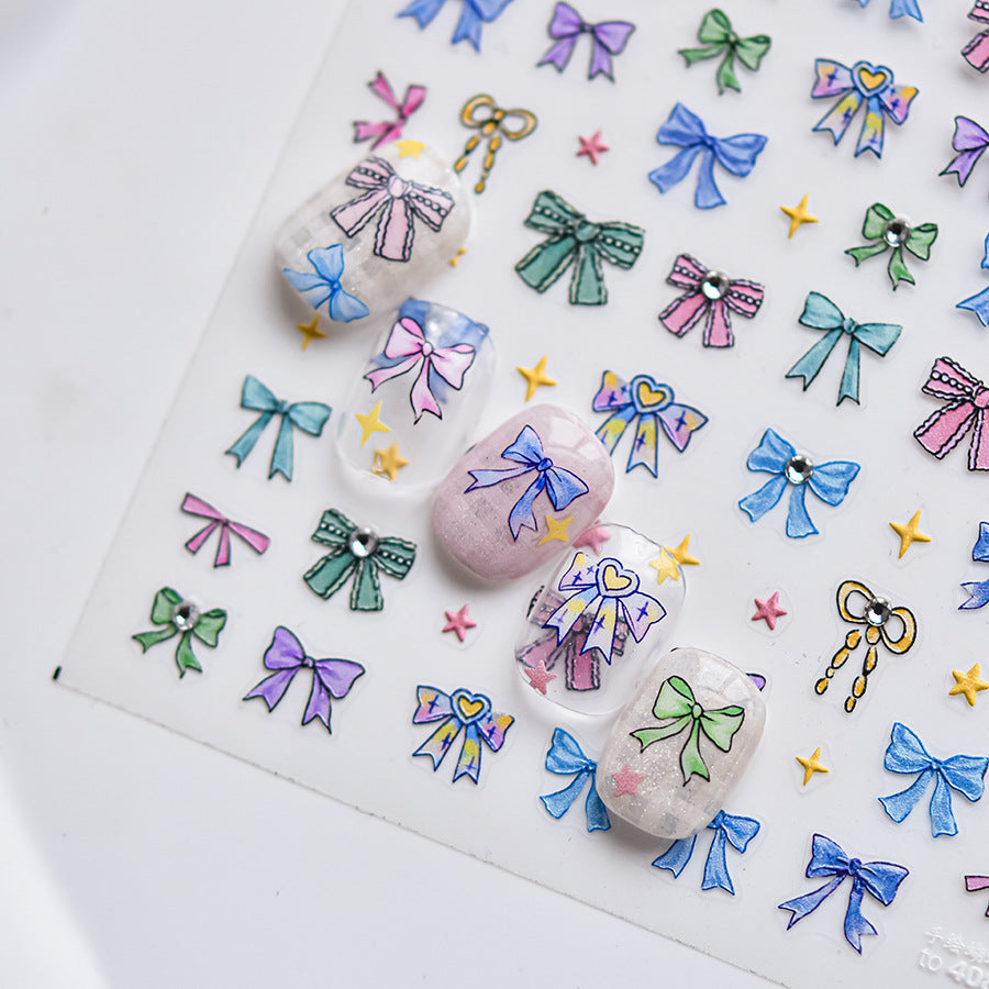 LuLuFun Studio Bowknot Diamond Nail Deco Stickers - DIY Manicure Art