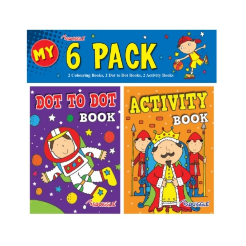 PoundFun Boys Mini Colouring & Activity Books - 6 Pack Travel Set