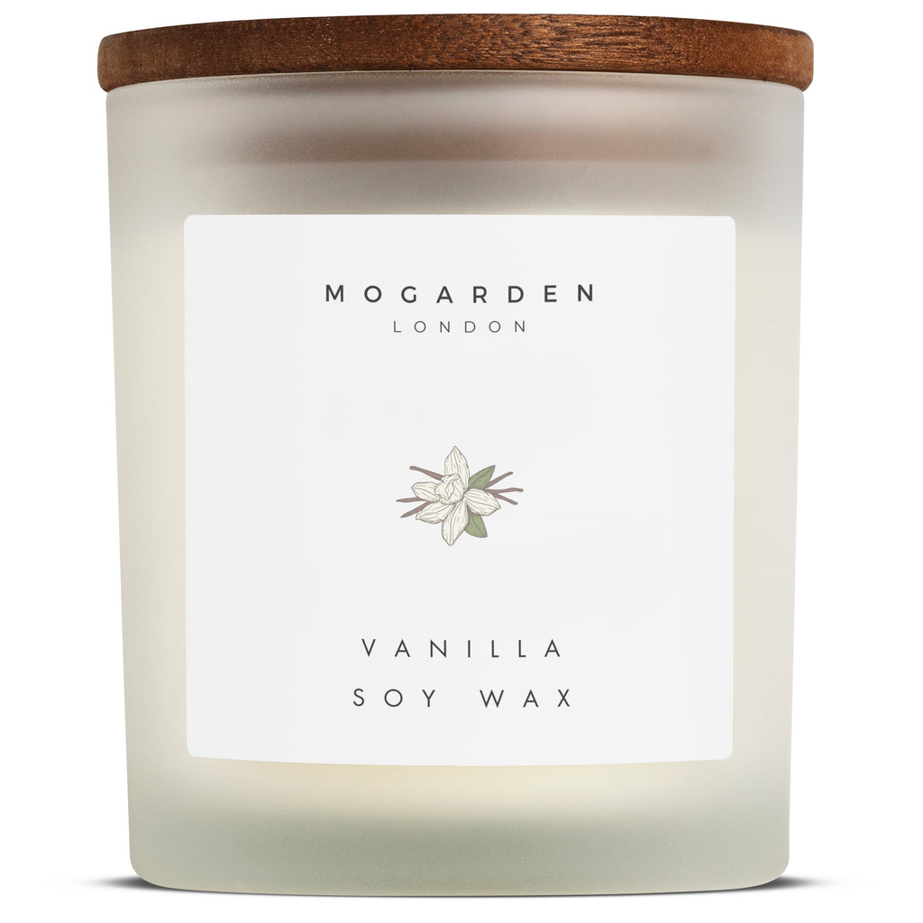 Mogarden Vanilla Amber Scented Candle – Luxury Soy Wax Gift, 220g