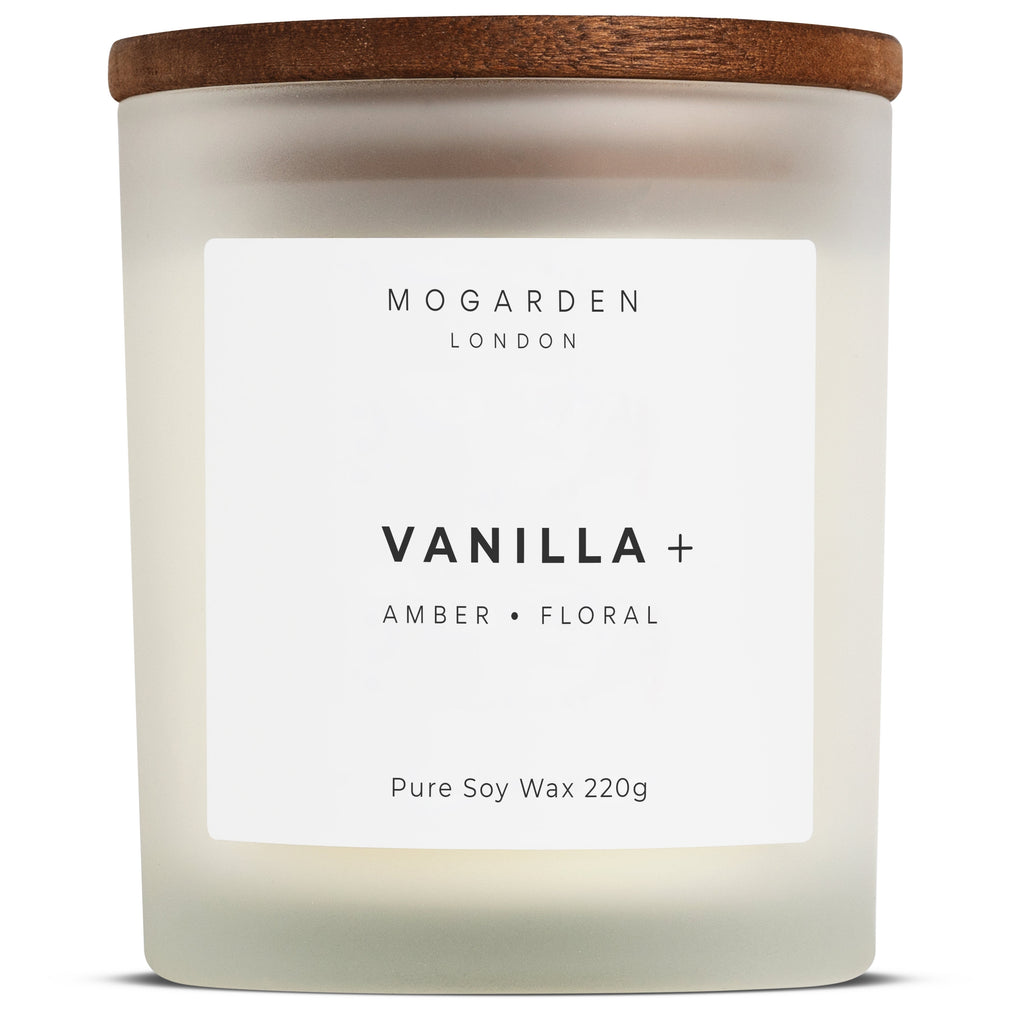 Mogarden Vanilla Amber Scented Candle – 220g Pure Soy Wax Luxury Gift