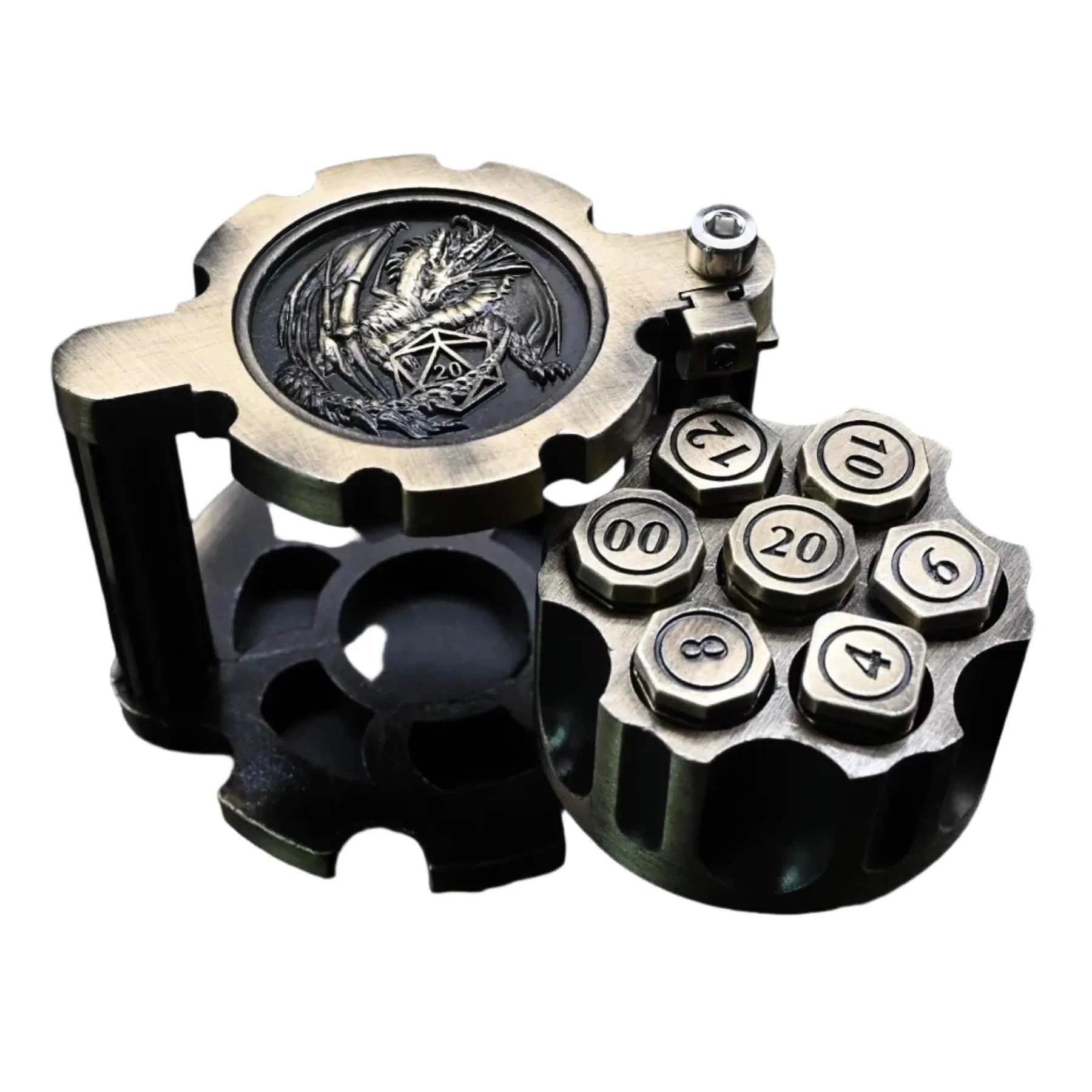 Hexchamber | Bullet Dice Set | Solid Metal | Ancient Brass