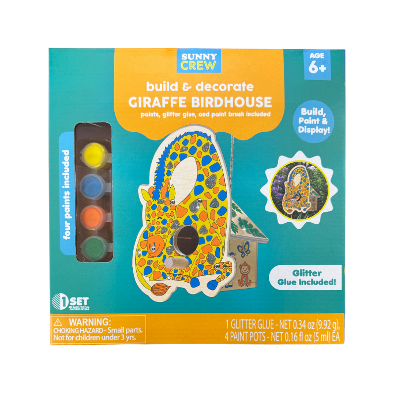 PoundFun DIY Giraffe Birdhouse Kit – Wooden Garden Craft for Kids