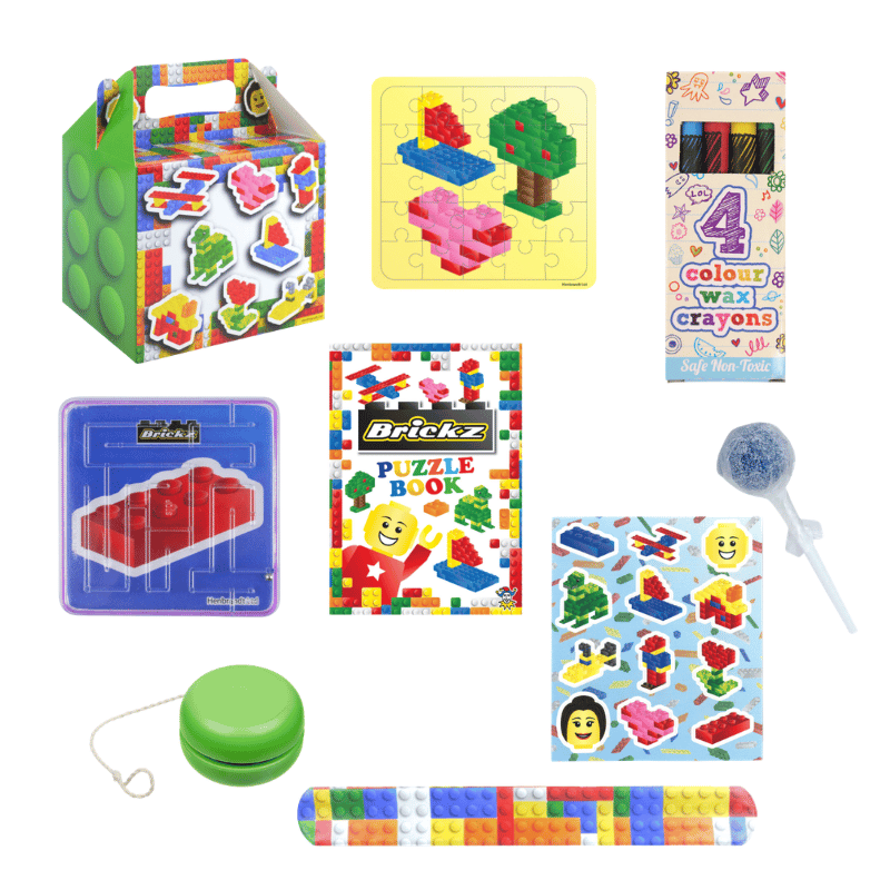 PoundFun Building Blocks Pre-Filled Party Box | 9-Piece Kids Gift Set