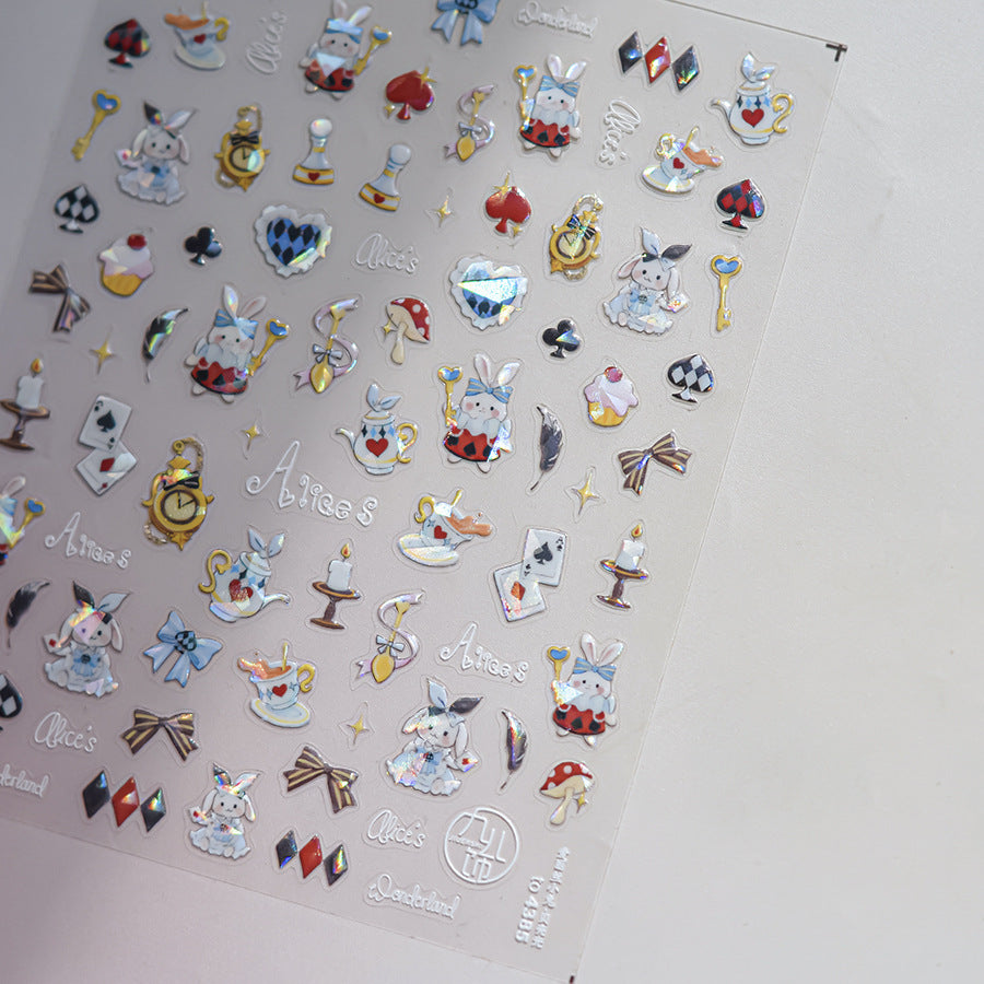 LuLuFun Studio Bunny Wonderland Nail Art Stickers – DIY Manicure Decals
