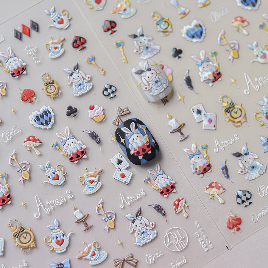 LuLuFun Studio Bunny Wonderland Nail Art Stickers – DIY Manicure Decals
