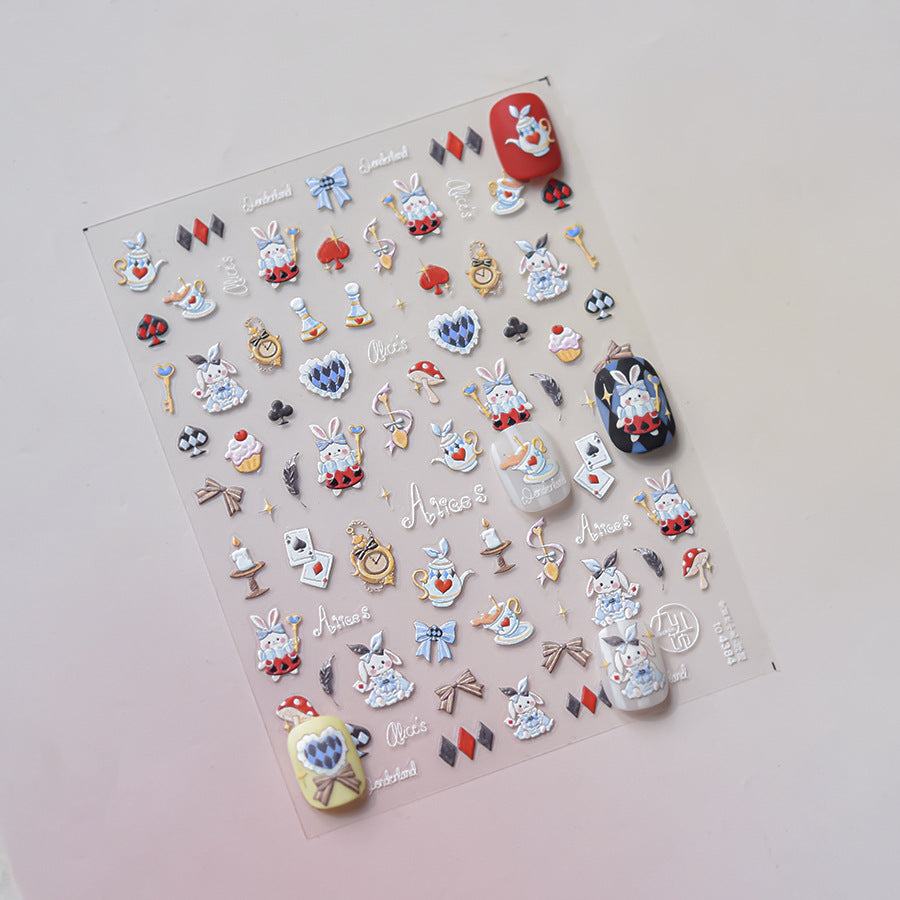 LuLuFun Studio Bunny Wonderland Nail Art Stickers – DIY Manicure Decals