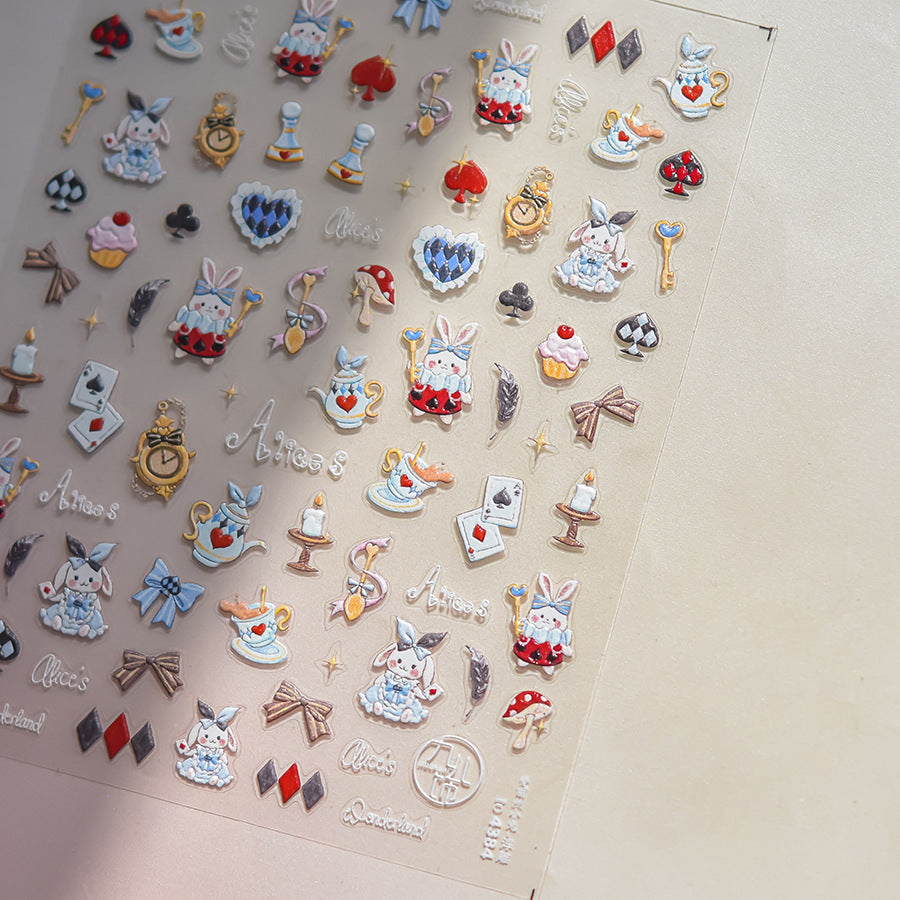 LuLuFun Studio Bunny Wonderland Nail Art Stickers – DIY Manicure Decals