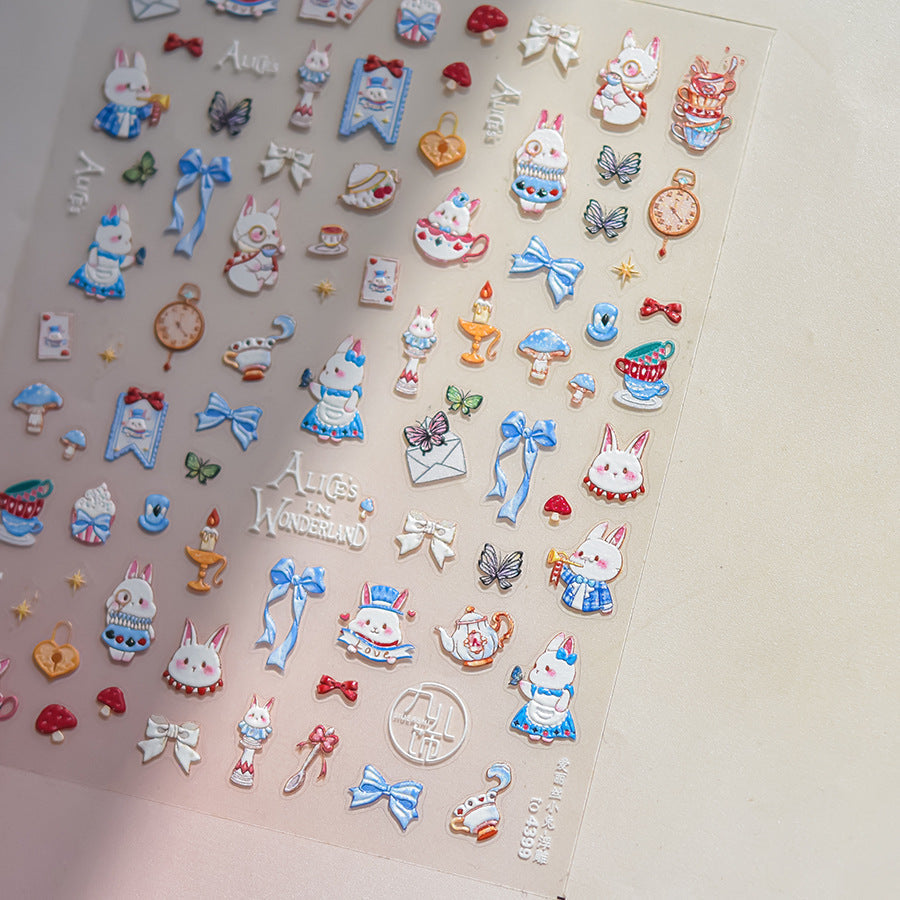 LuLuFun Studio Bunny Wonderland Nail Art Stickers – DIY Manicure Decals