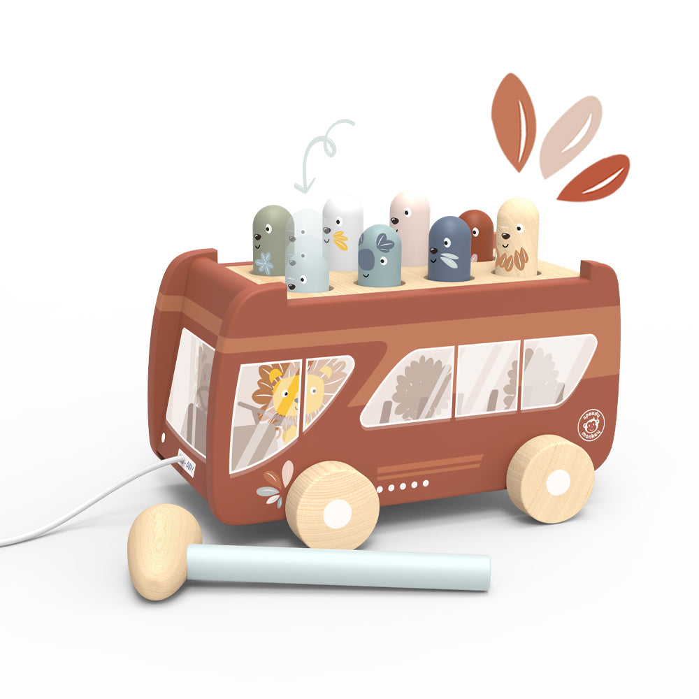 Speedy Monkey Wooden Children’s Bus Hammer Bench Toy