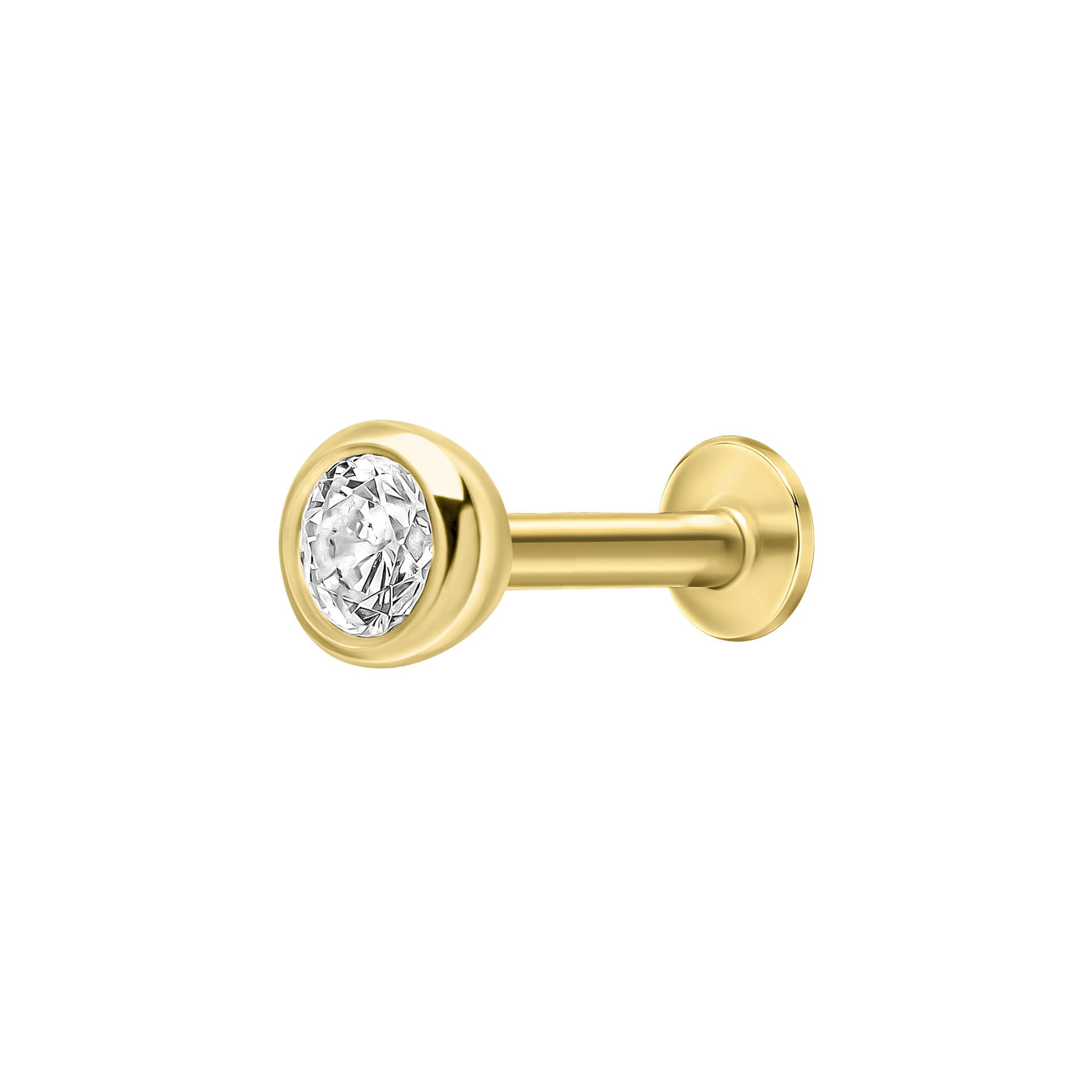 Gecko Jewellery Cubic Zirconia Bezel Labret Stud Earring – Sterling Silver