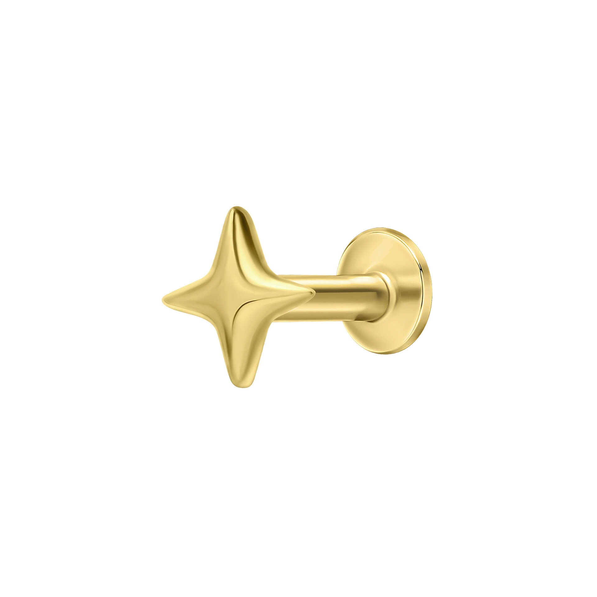 Gecko Jewellery Four Point Star Labret Stud Earring - Sterling Silver