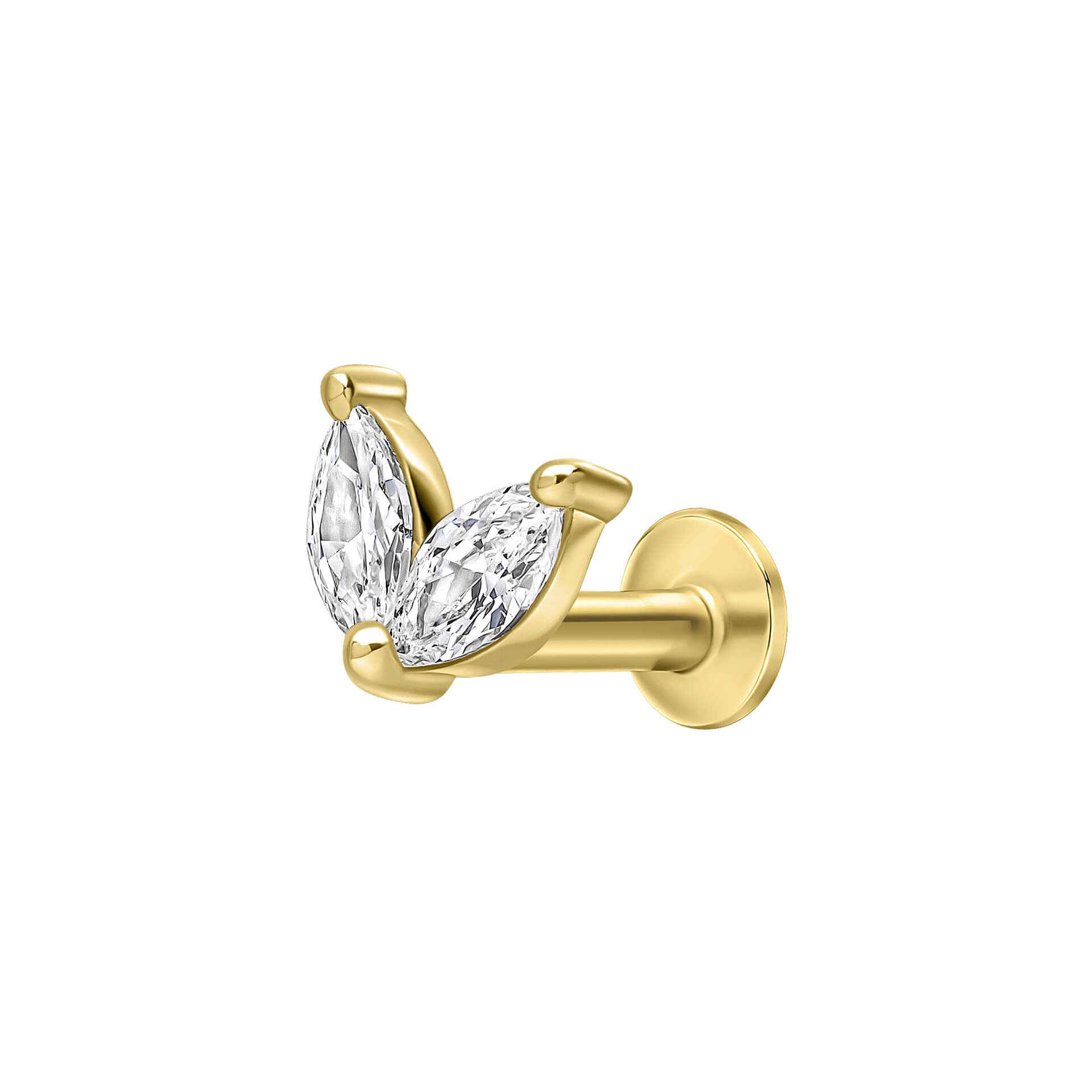 Gecko Jewellery Duo Cluster Labret Stud Earring - Recycled Silver
