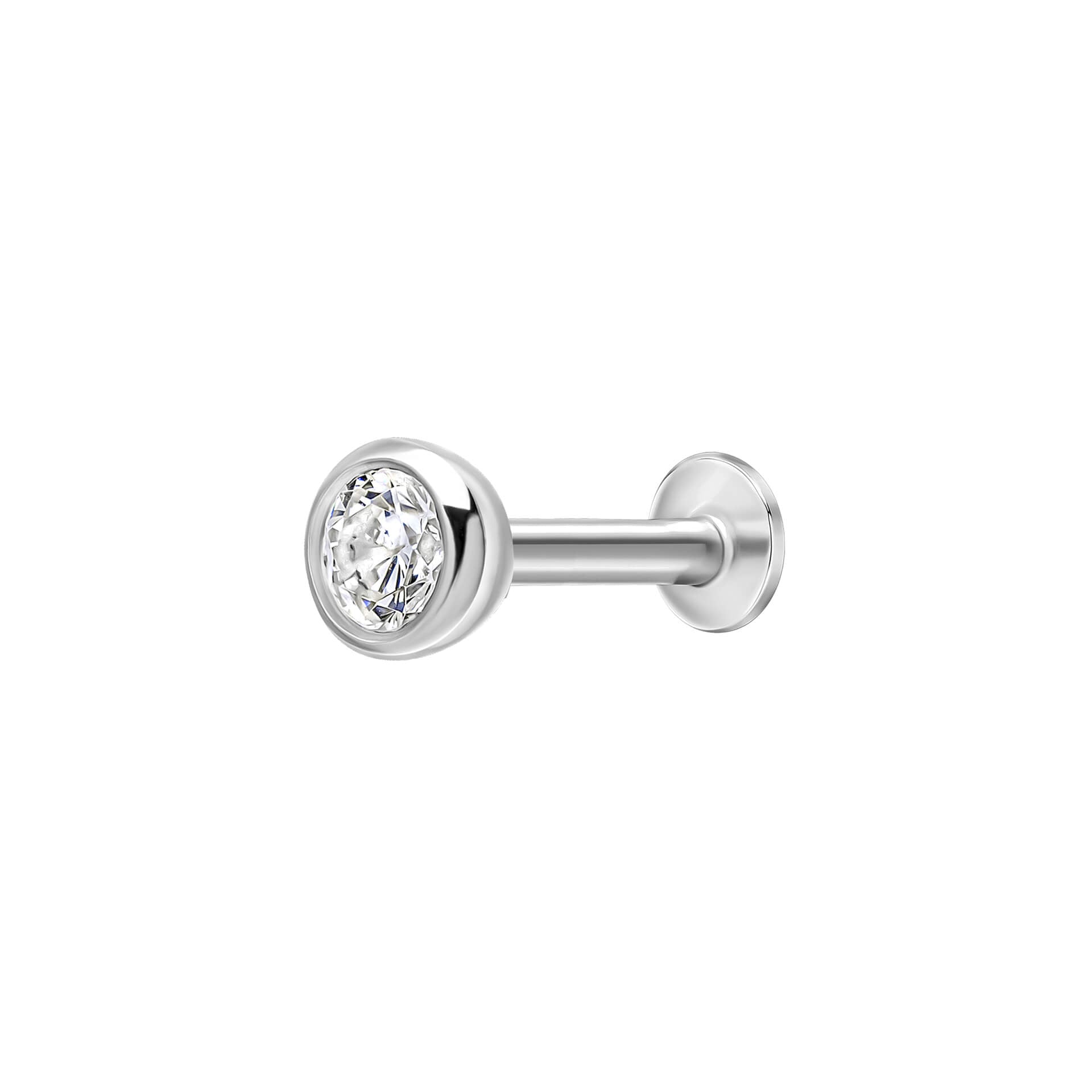 Gecko Jewellery Cubic Zirconia Bezel Labret Stud Earring – Sterling Silver