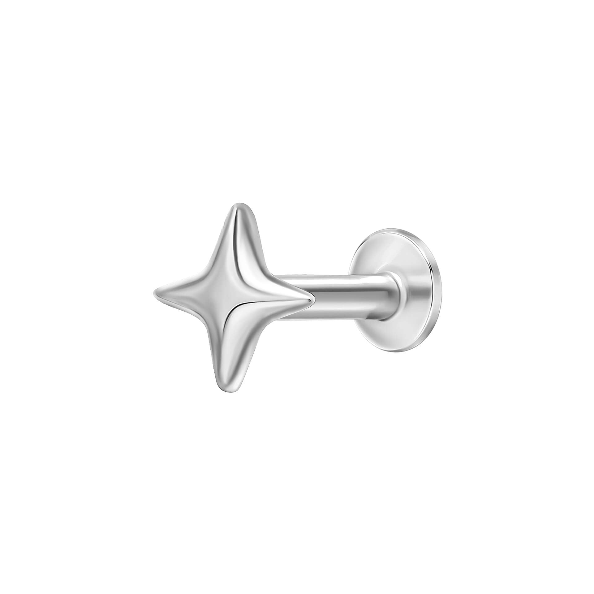 Gecko Jewellery Four Point Star Labret Stud Earring - Sterling Silver