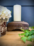 Rustic Reclaimed Wood Candle Holder | Antique Farmhouse Decor Stand