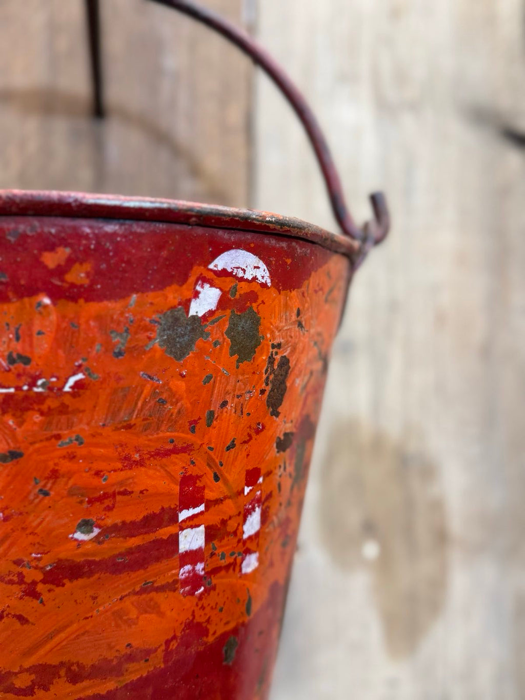 Vintage Galvanised Metal Hanging Fire Bucket Planter | Rustic Warehouse