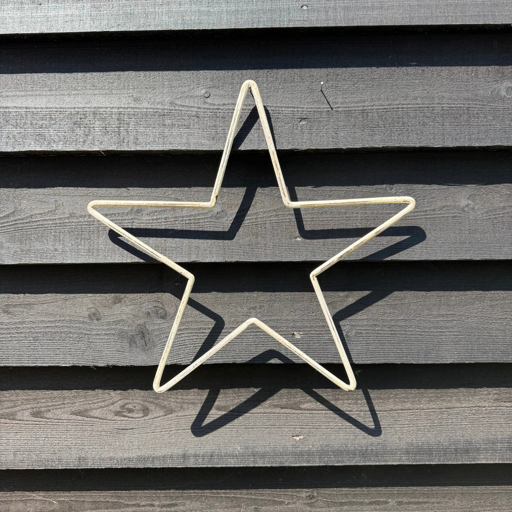 Rustic Metal Stars | Distressed White Steel Garden Wall Art | 44cm
