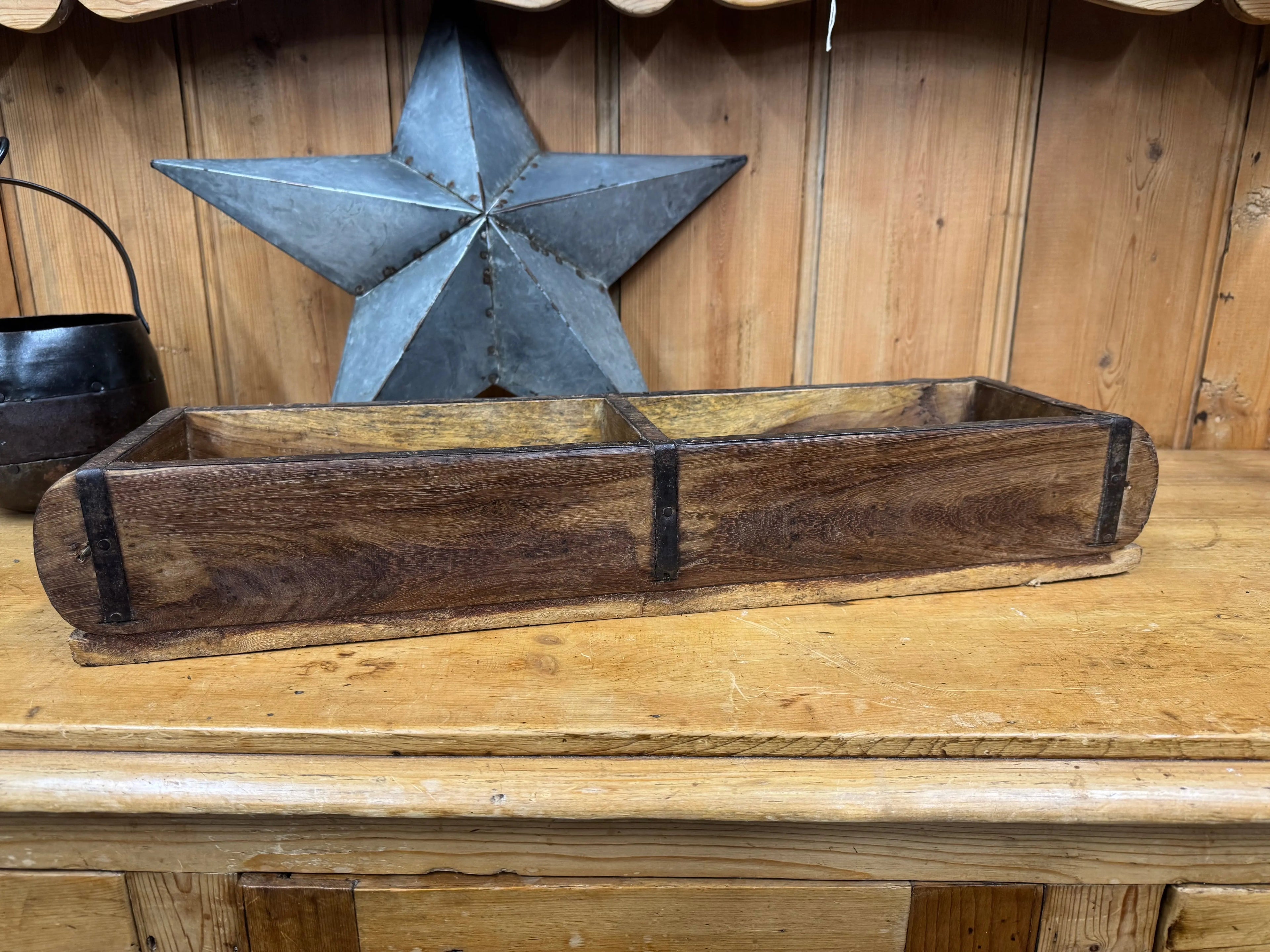 Rustic Wooden Double Brick Mould Planter & Storage Tray | Vintage Decor