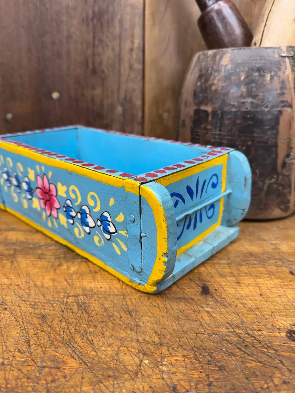 Rustic Warehouse Norfolk | Vintage Blue Wooden Brick Mould Planter
