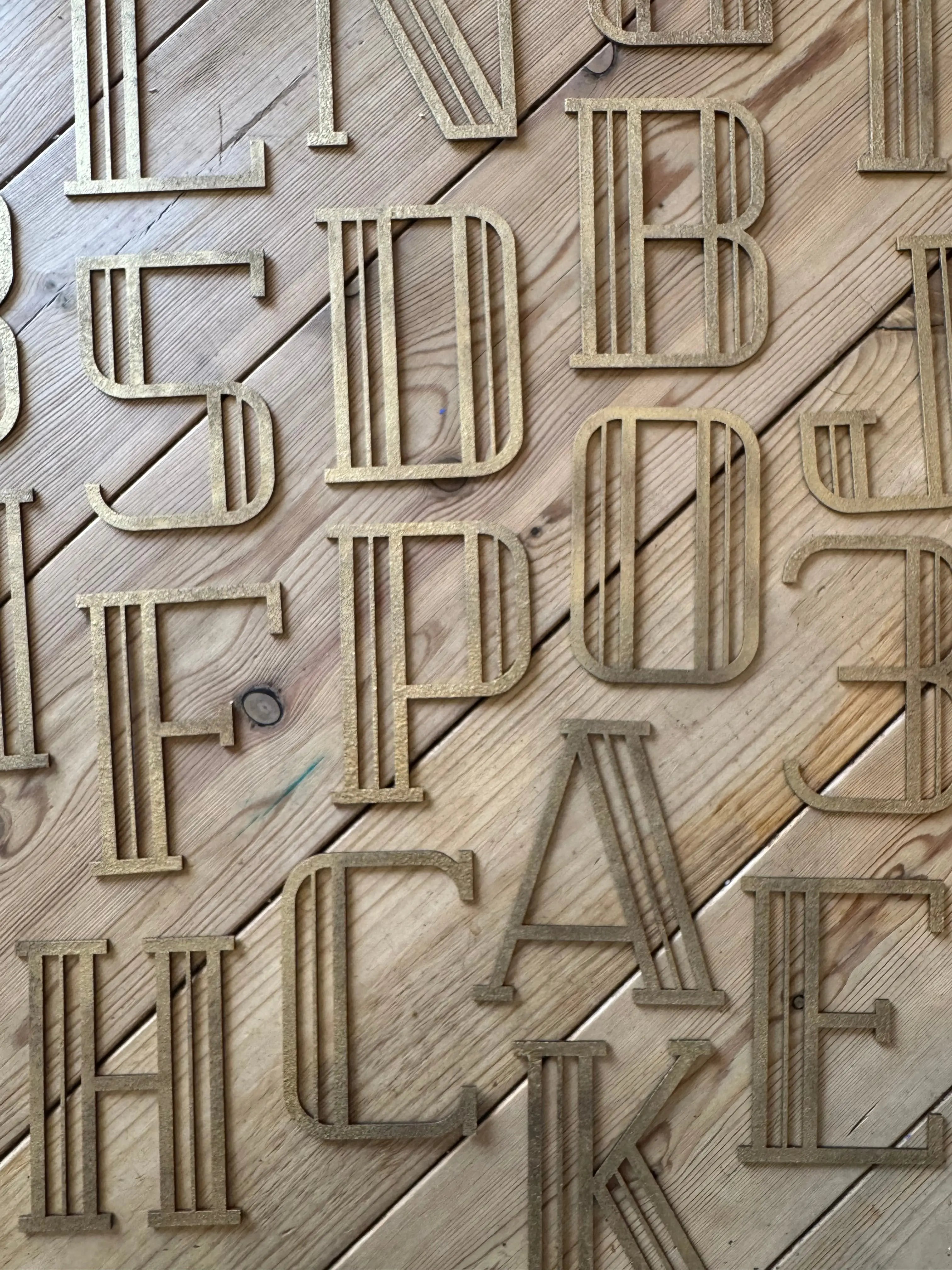 Rustic Warehouse Gold Art Deco Metal Alphabet Letters for House Signs