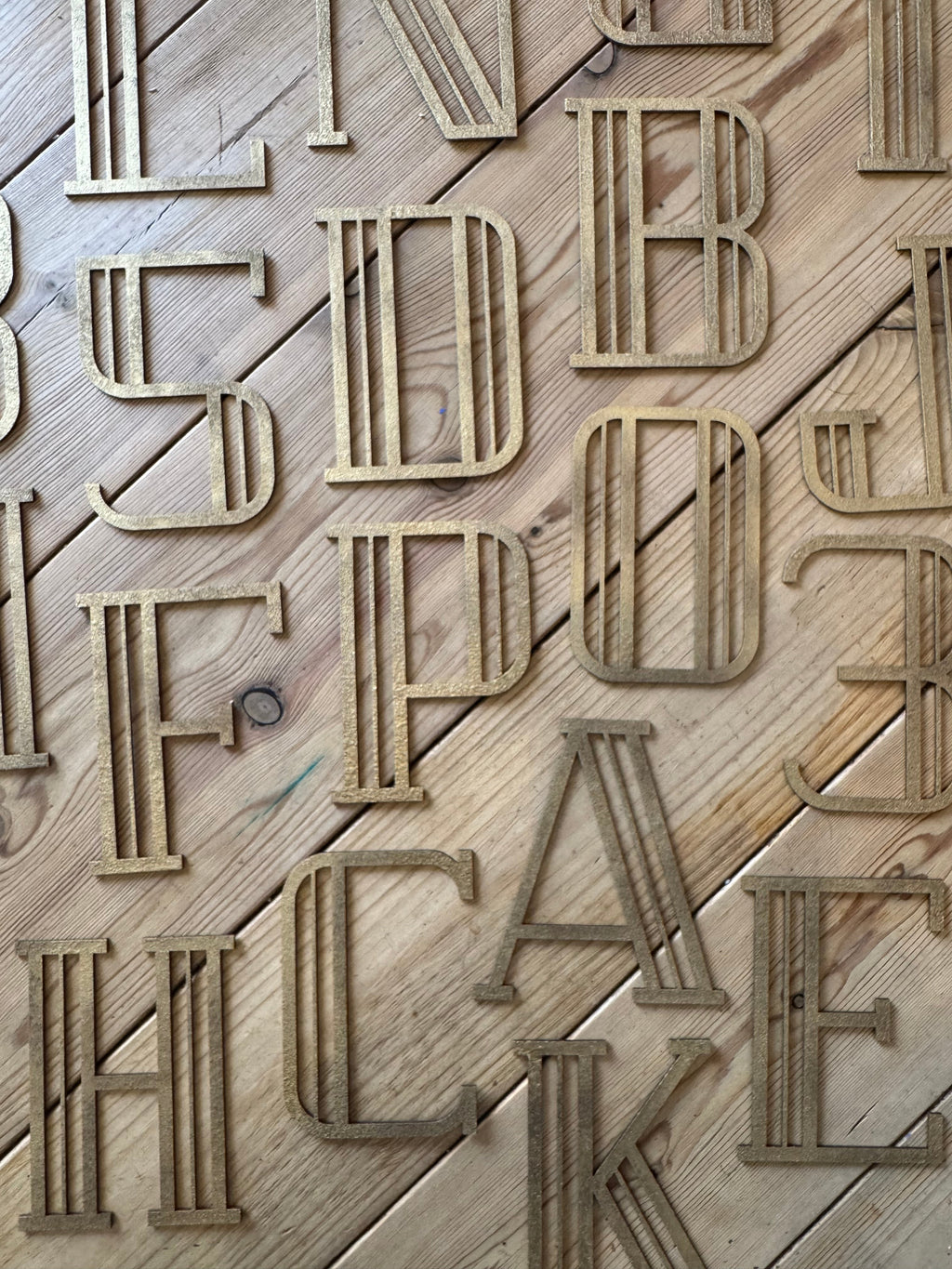 Rustic Warehouse Gold Art Deco Metal Alphabet Letters for House Signs
