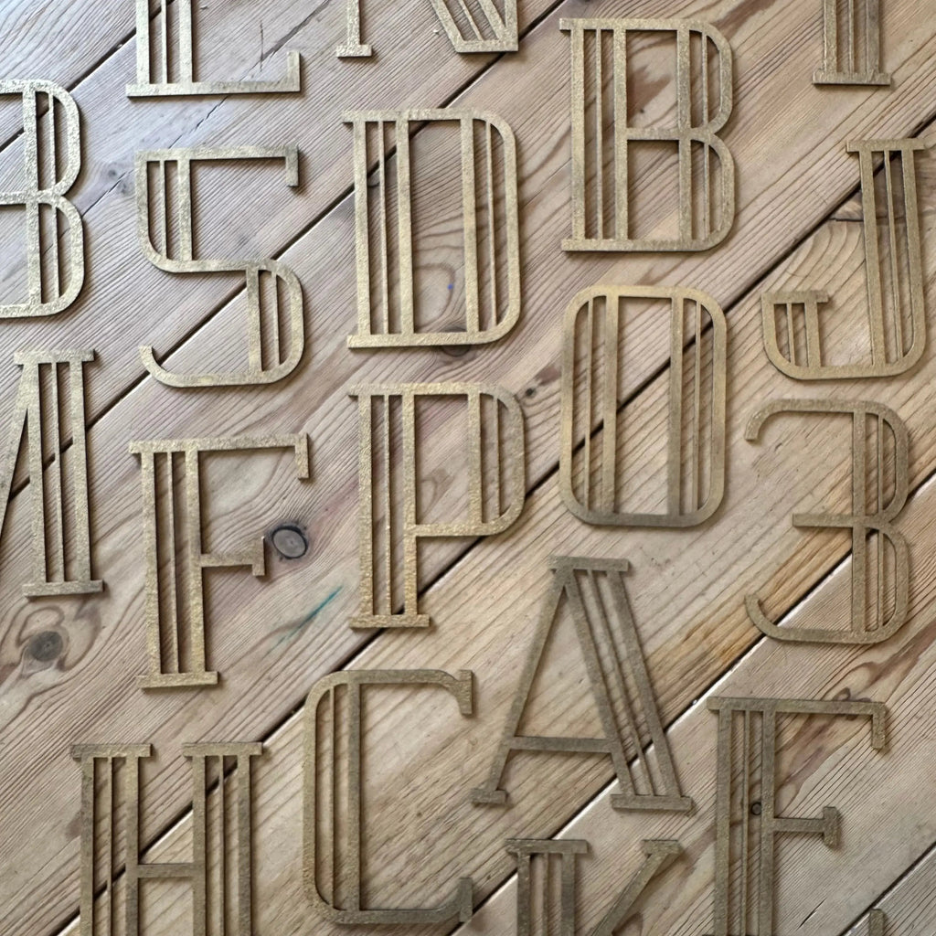 Rustic Warehouse Gold Art Deco Metal Alphabet Letters for House Signs