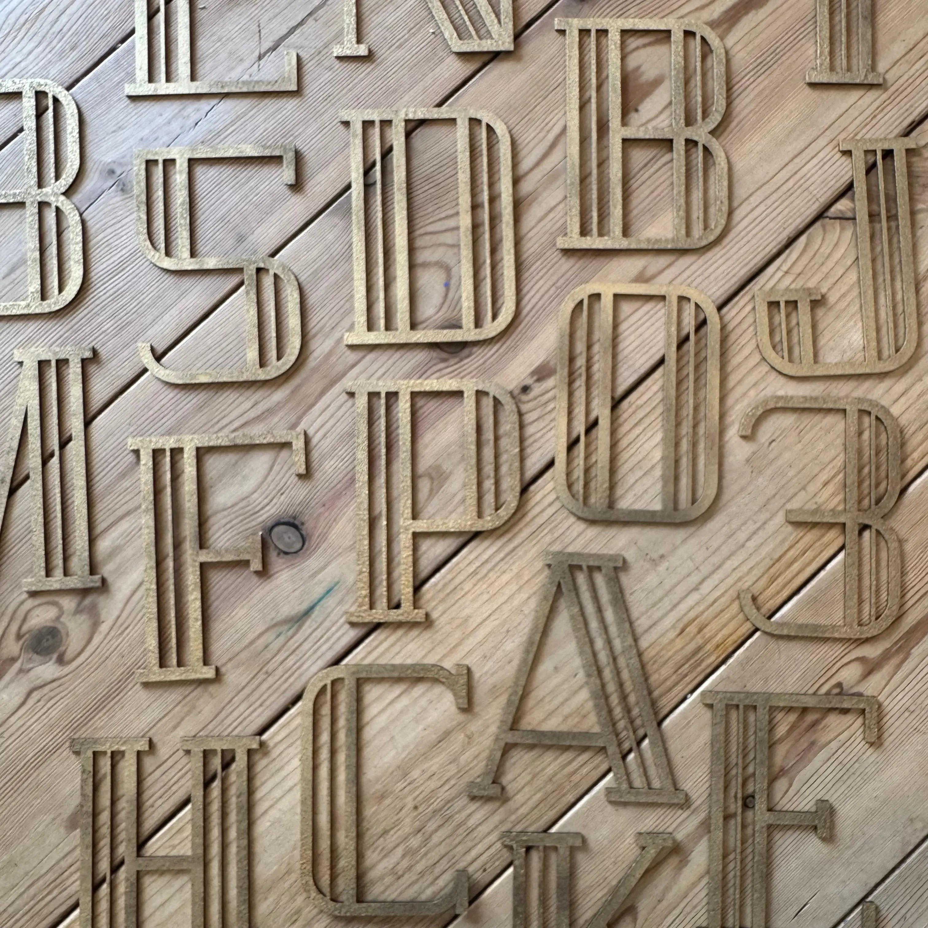 Rustic Warehouse Gold Art Deco Metal Alphabet Letters for House Signs