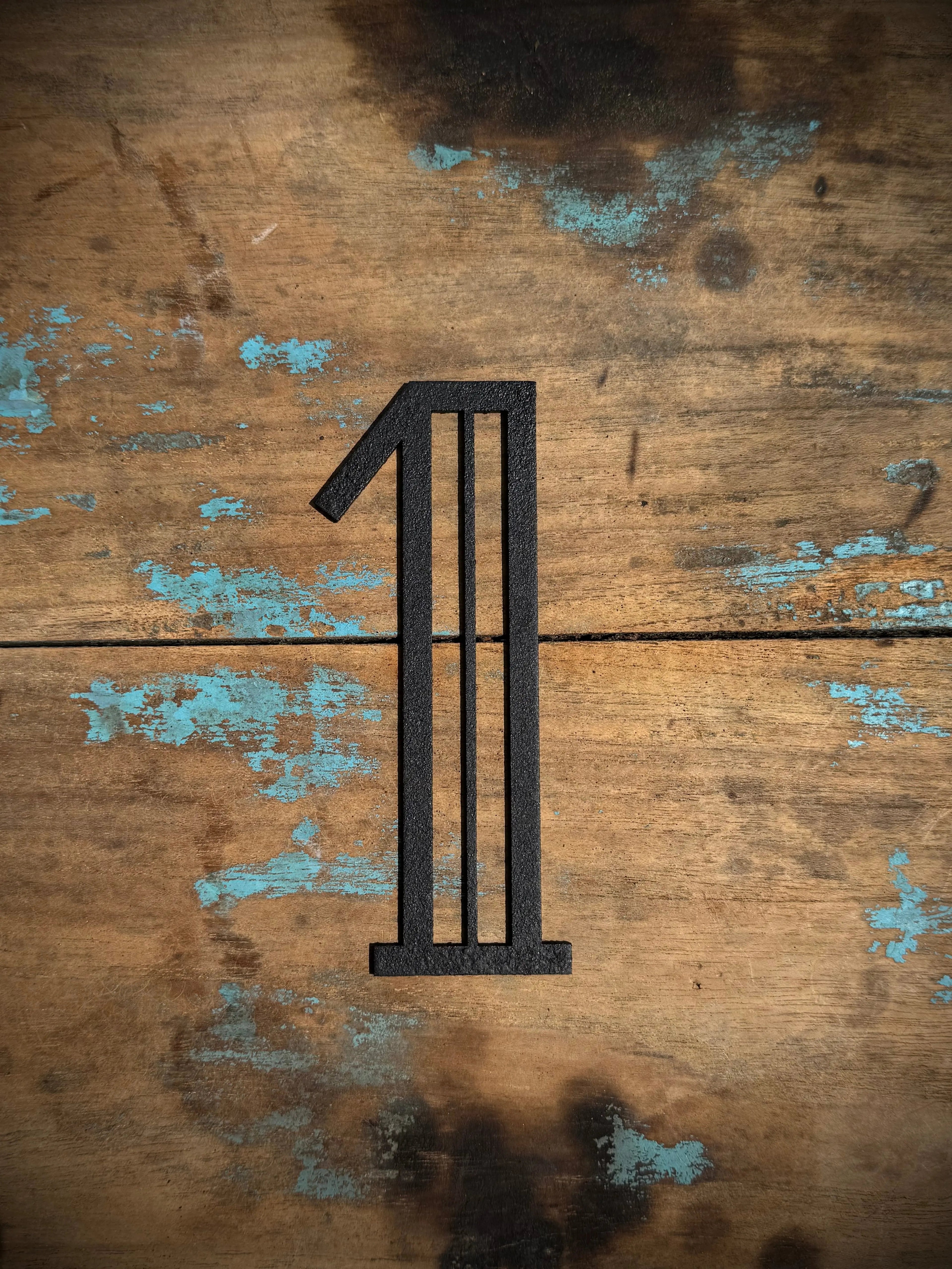 Art Deco Metal Letters & Numbers | Distressed Black Steel Wall Decor