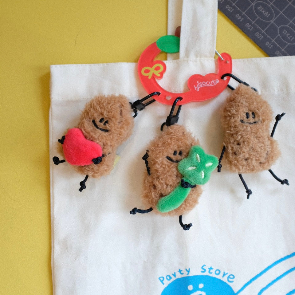 Mini Peanut Plush Keychain – Cute Smiling Bag Charm by Fickle Plan