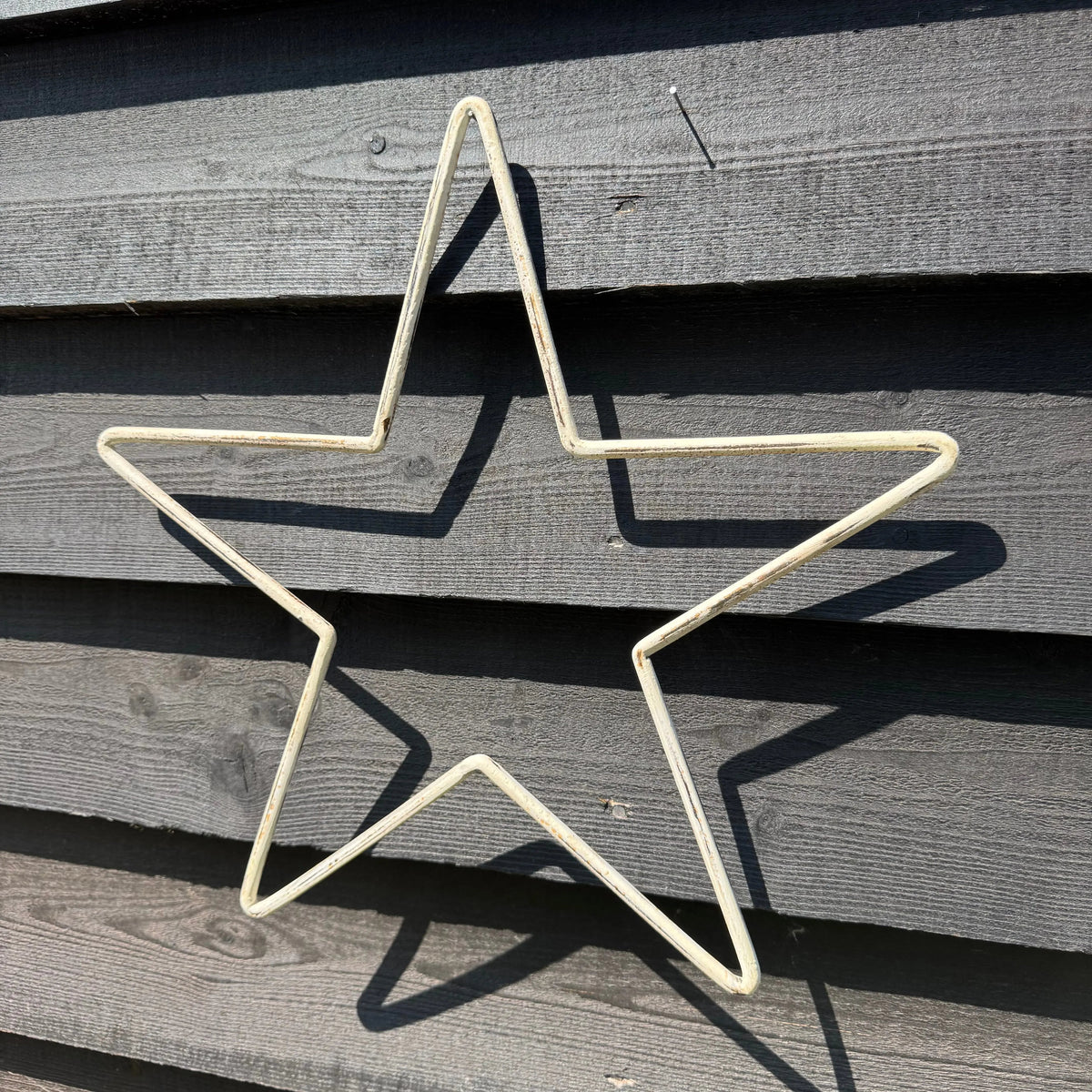 Rustic Metal Stars | Distressed White Steel Garden Wall Art | 44cm