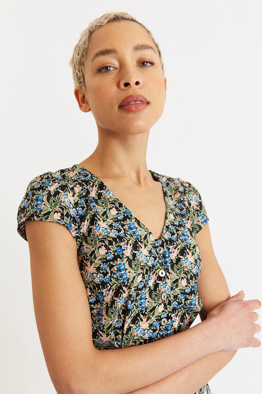 Cathleen Midi Watercolour Floral Tea Dress