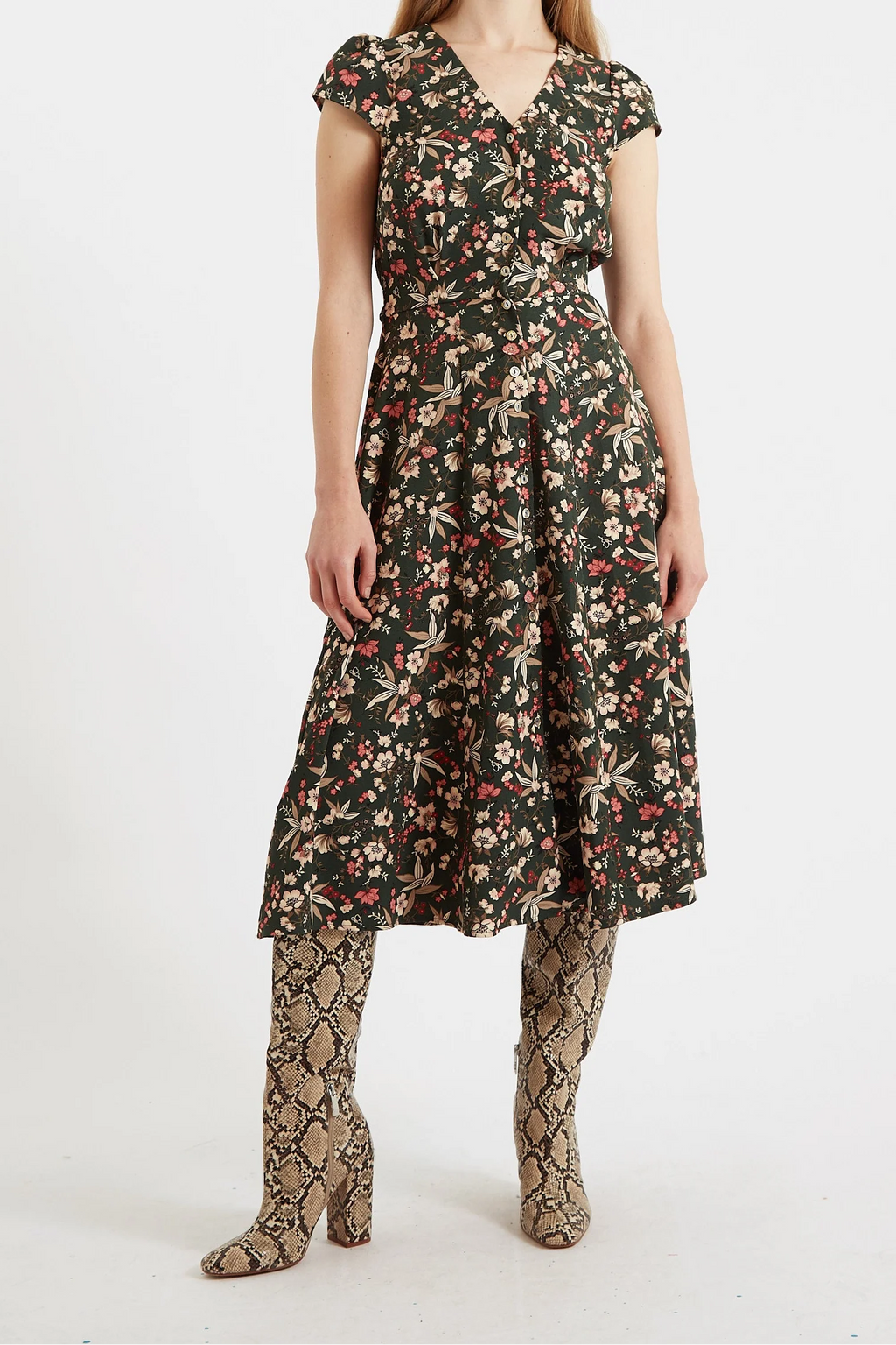 Cathy Tapestry Print Midi Tea Dress