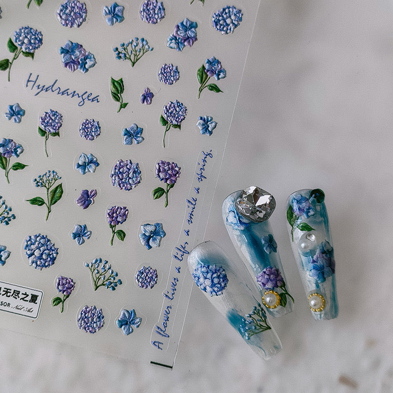 LuLuFun Studio Endless Summer Floral Nail Art Stickers - 1 Sheet