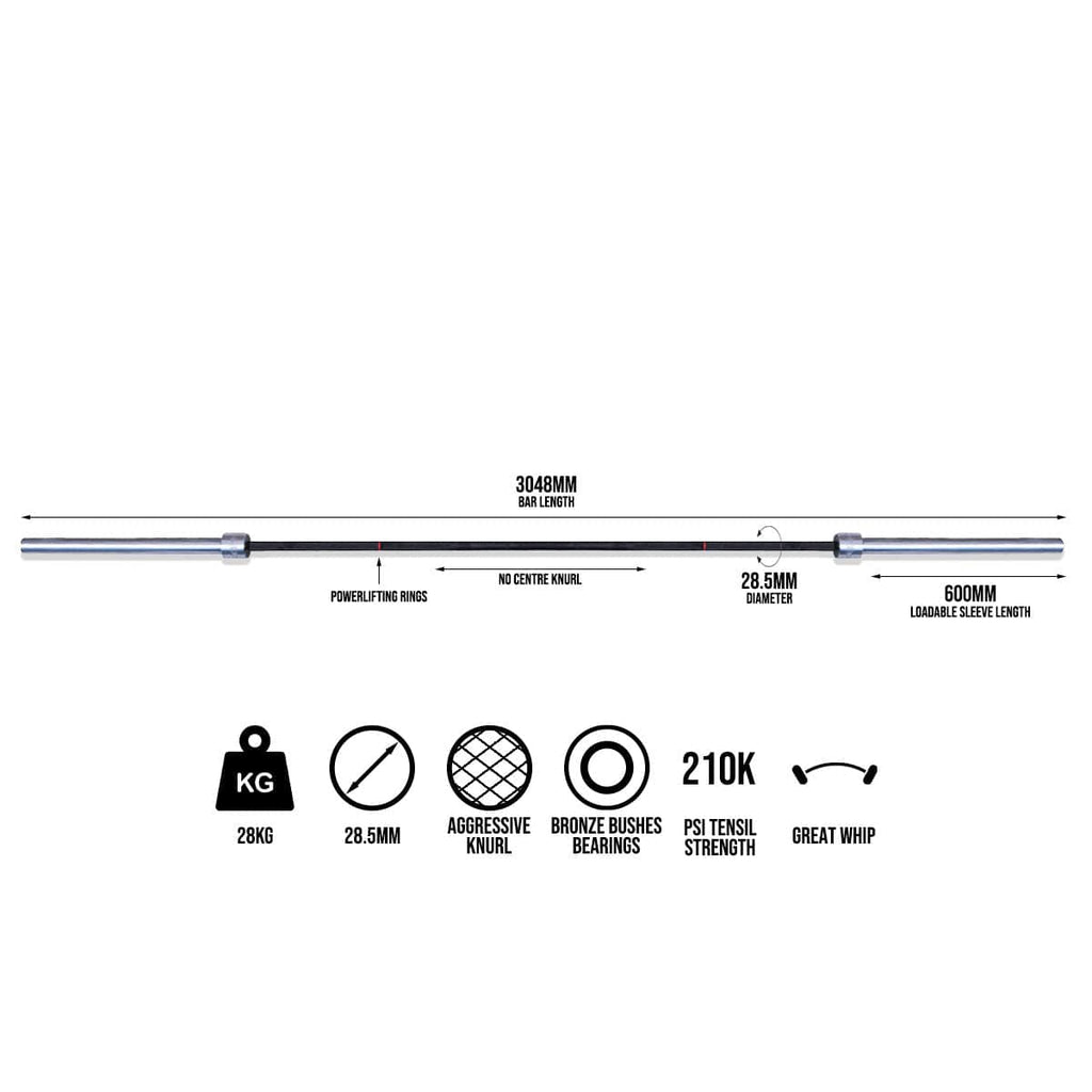 Cerberus Strength Kratos Strongman Barbell – 10ft Deadlift Bar
