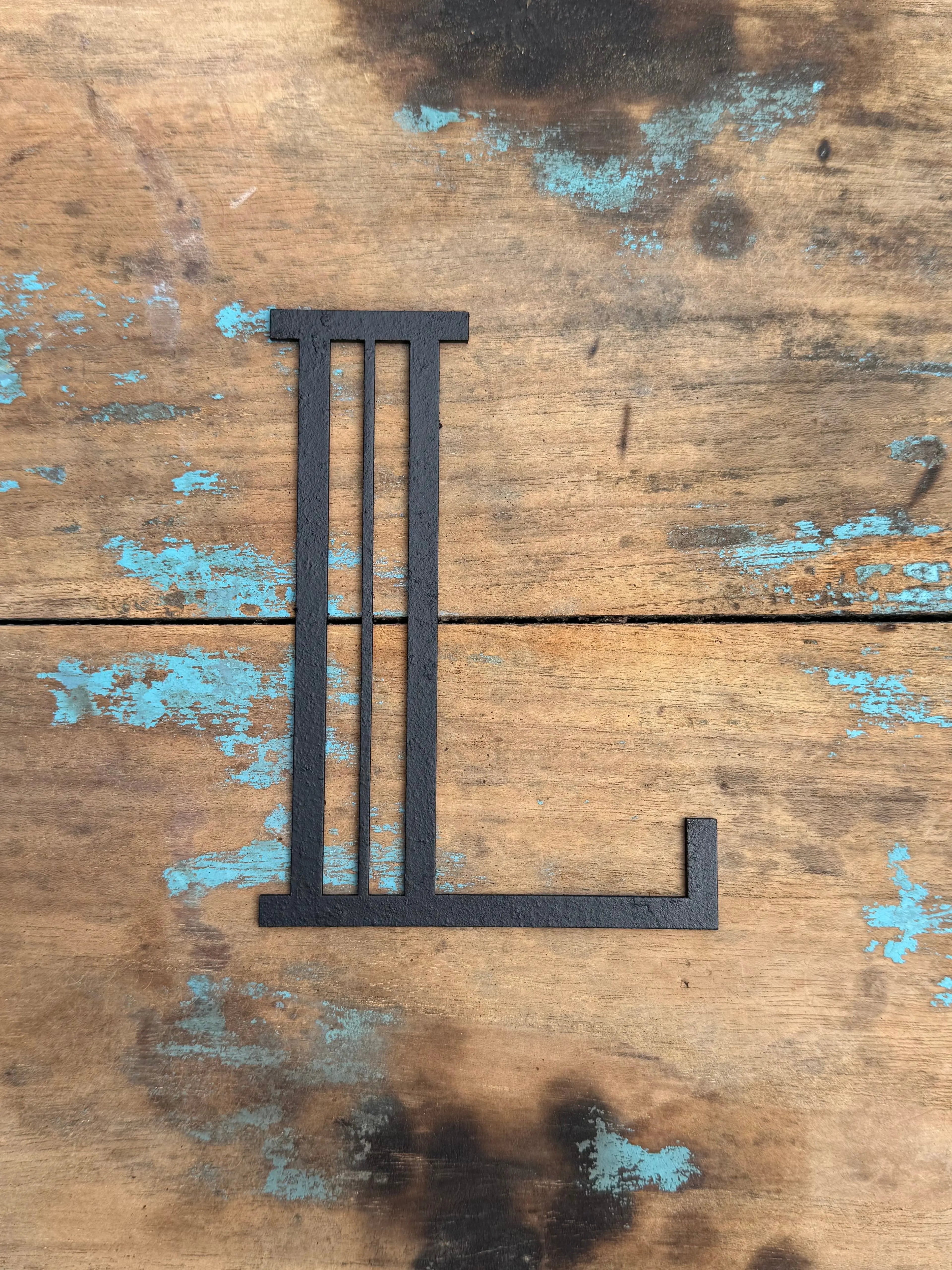 Art Deco Metal Letters & Numbers | Distressed Black Steel Wall Decor