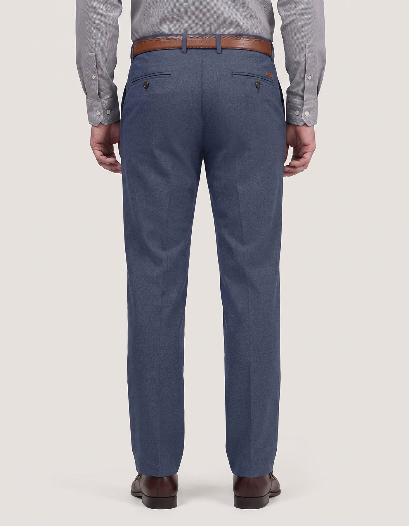 Blue Textured Chino Trouser