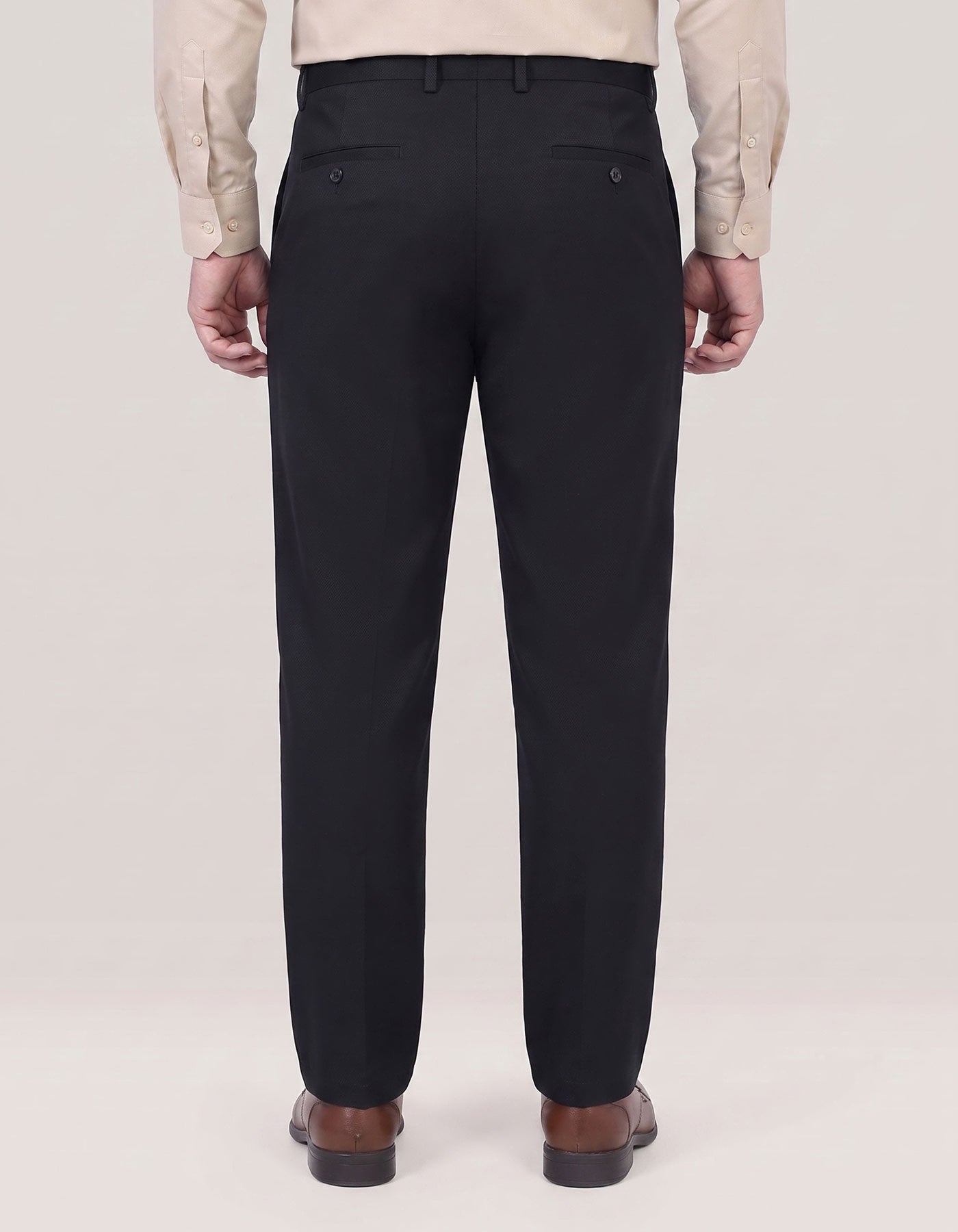Black Smart Fit Textured Chino Trouser