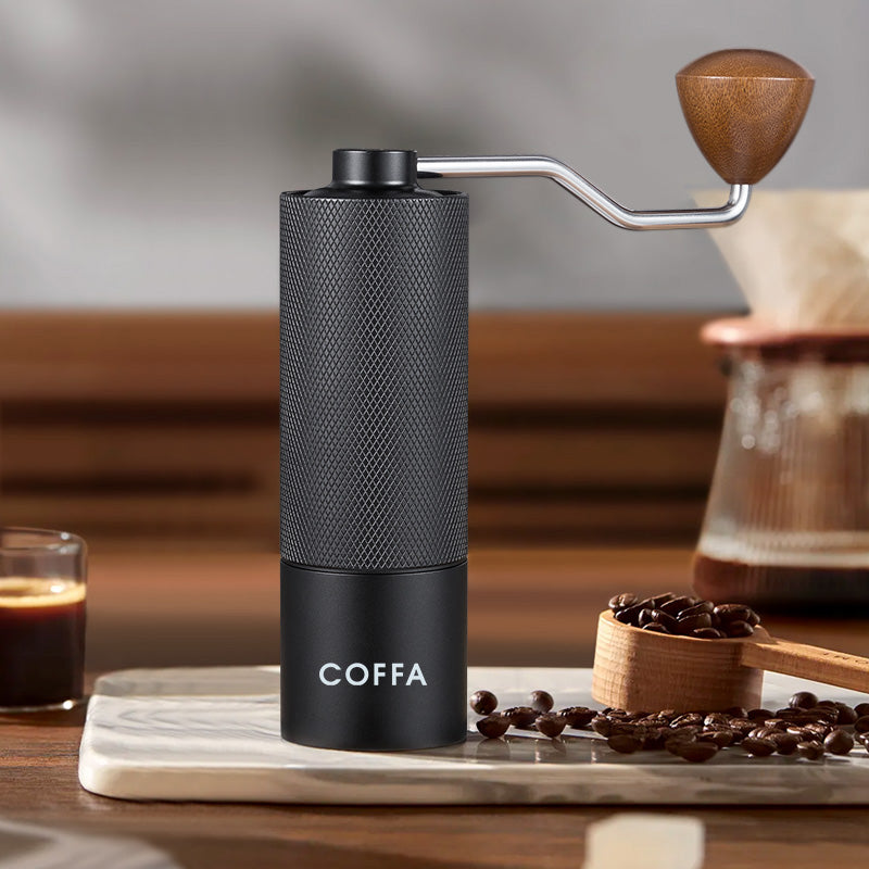COFFA Manual Coffee Grinder | Stainless Steel Adjustable Burr Hand Crank