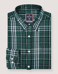 Green and White Check Flannel Shirt