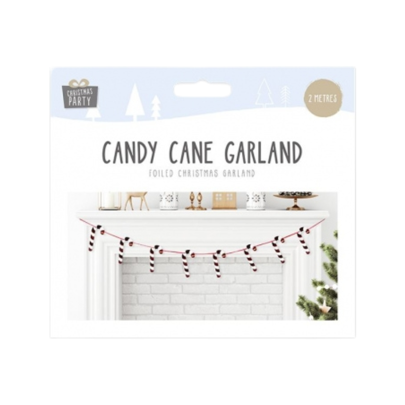 PoundFun Candy Cane Christmas Garland – Red and White Holiday Decor