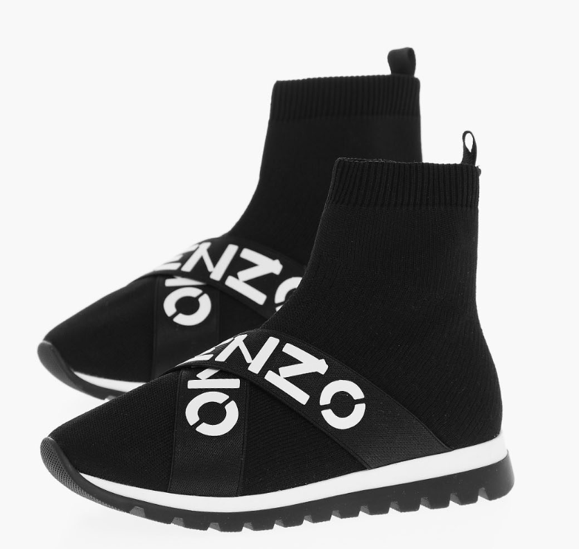 Kenzo Women's Black Sock Sneakers | Logo Elastic Slip-On Trainers