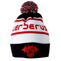 CERBERUS Strength Alpine Bobble Beanie – White Acrylic Knit Winter Hat