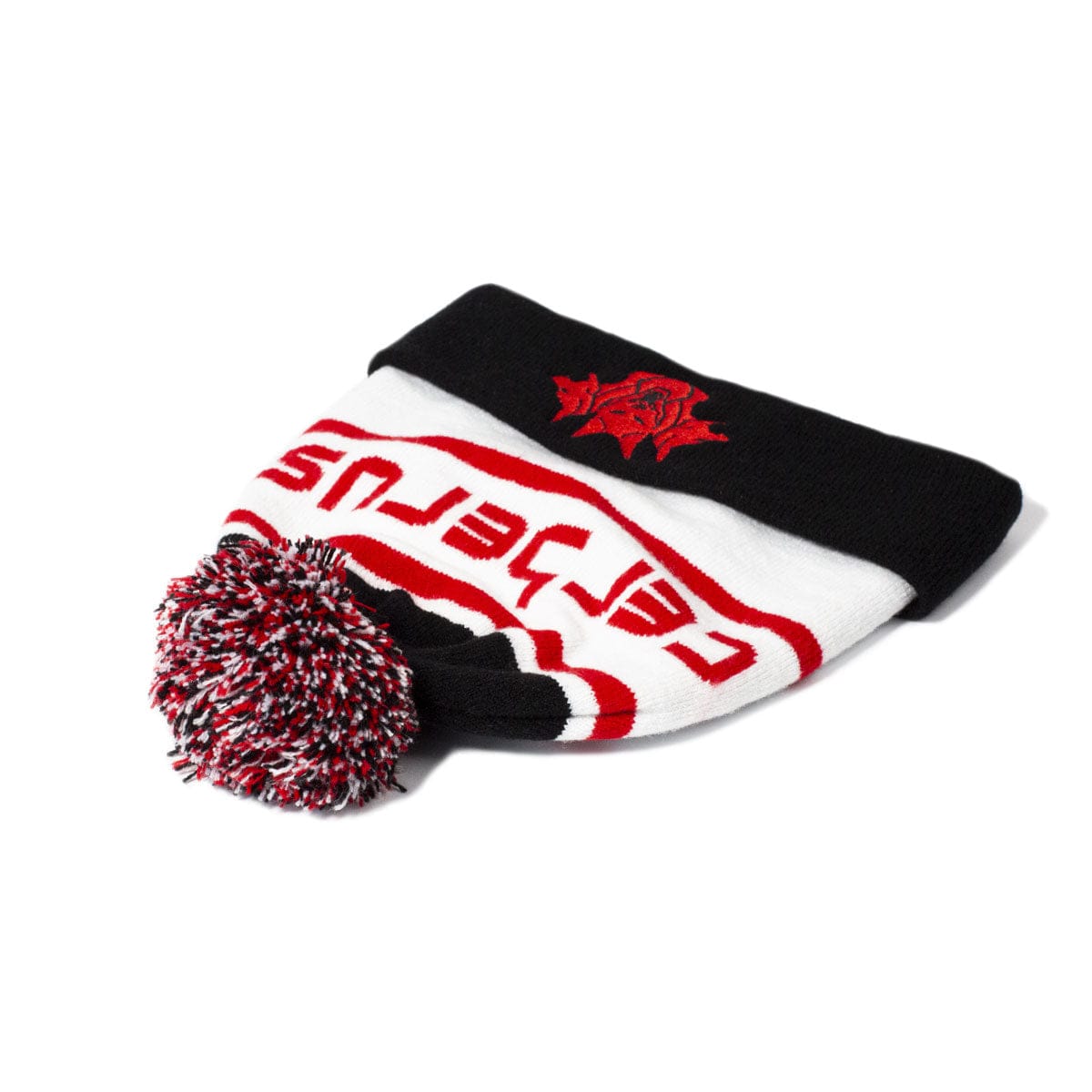 CERBERUS Strength Alpine Bobble Beanie – White Acrylic Knit Winter Hat