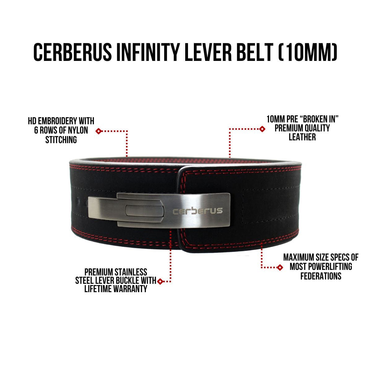 Cerberus Strength Infinity Lever Belt | 10mm Leather Weightlifting Belt