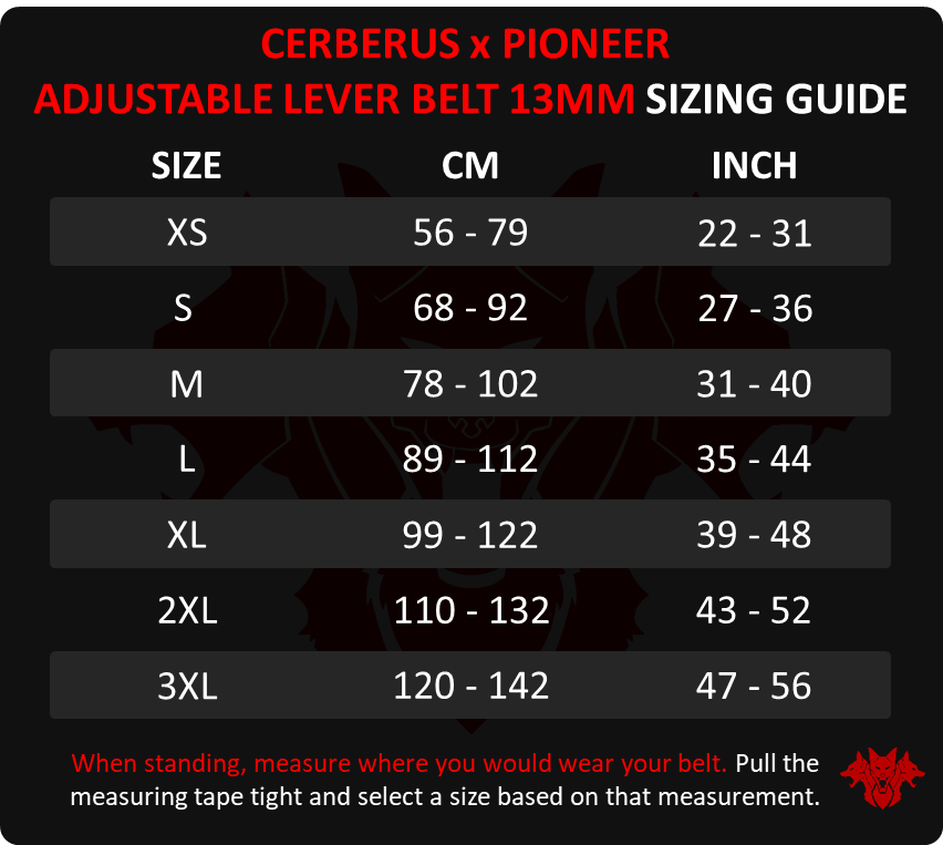 CERBERUS Strength x Pioneer 13mm Leather Adjustable Lever Belt