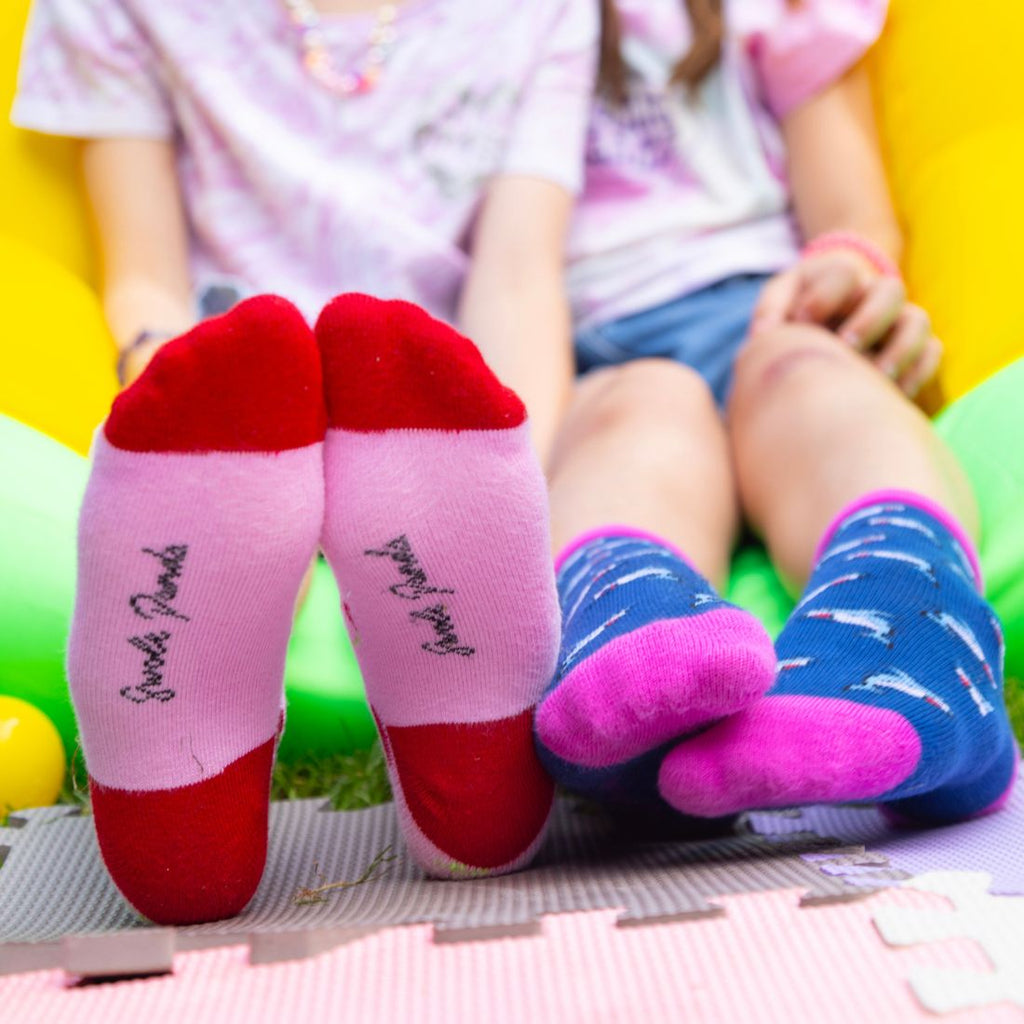 Swole Panda Children's Blue Stripe Bamboo Socks – Seamless & Breathable