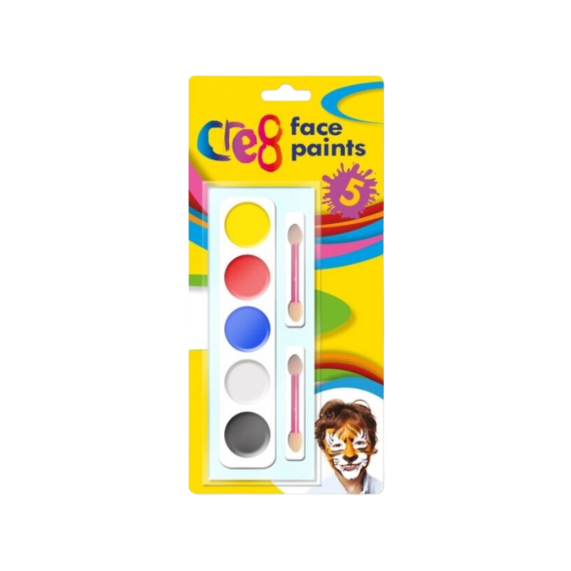 PoundFun Kids Face Paint Kit - 5 Vibrant Colours Non-Toxic & Washable